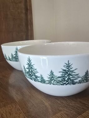 Royal Norfolk Christmas / Holiday Evergreen Seasonal Cereal / Soup Bowl Set 2